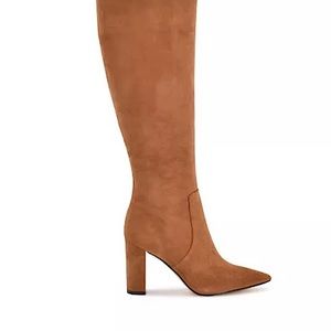 NINE WEST WIDE CALF DANEE COGNAC SUEDE KNEE HIGH BOOT SIZE 9.5 NWOT